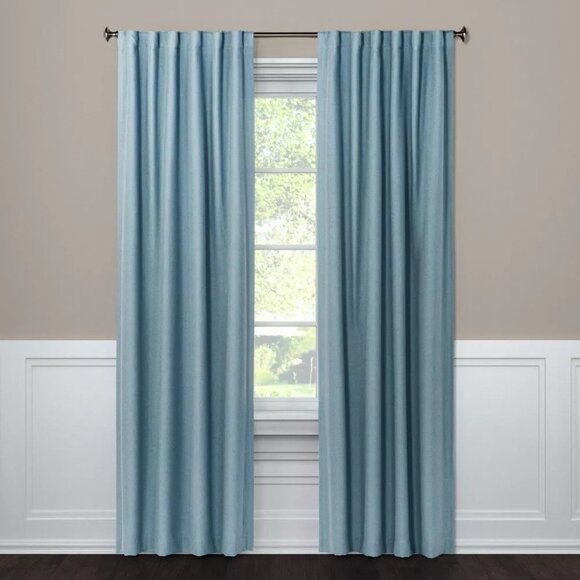 Threshold Aruba Blackout Rod Pocket Teal Blue Single Curtain Panel 50" x 63" - Picture 1 of 5